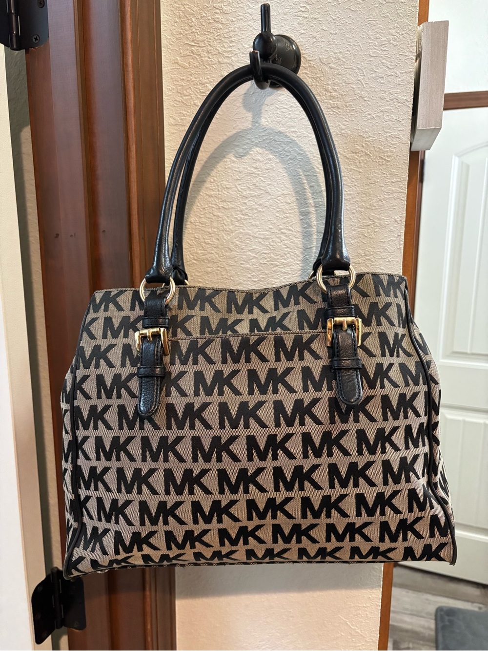 Michael Kors Brown and Black Logo Shoulder Bag